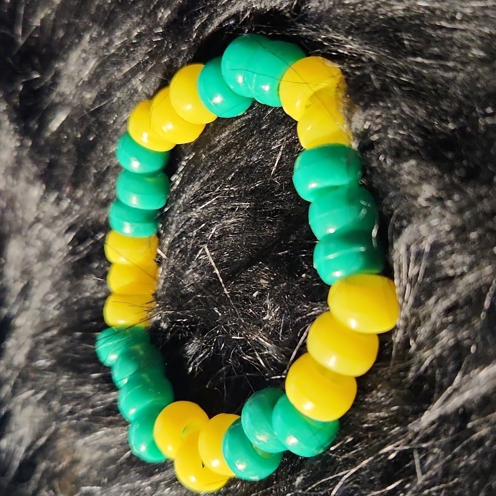 Handcrafted beaded bracelet made on a stretchy cord